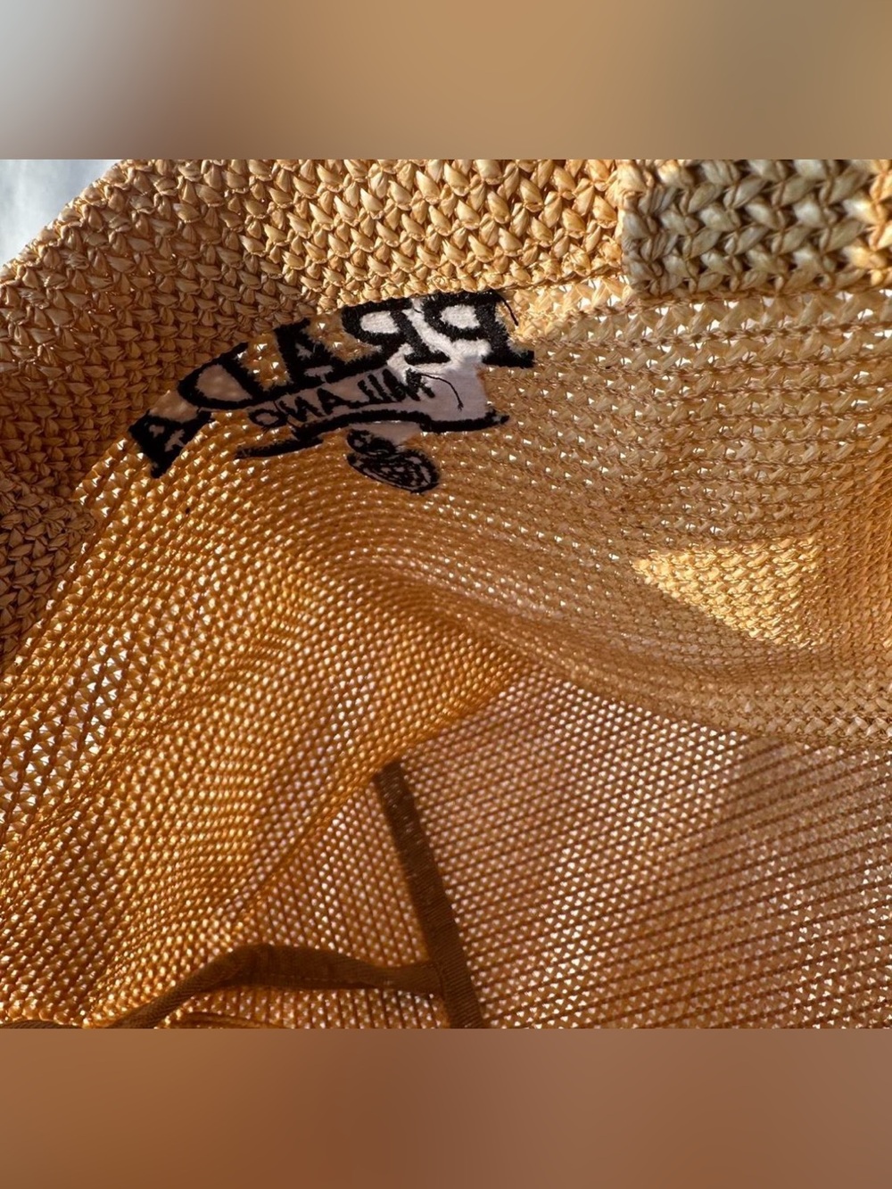 Prada Milano✨🤎💛 GWP Yellow Woven Logo Tote - Picture 6 of 8